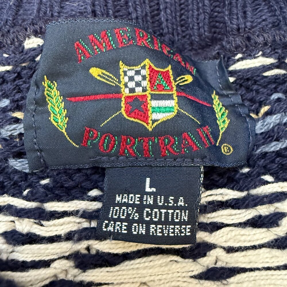 Vintage Eclectic Grandpa Fair Isle Snowflake Sweater Pullover Men's Large Blue - Picture 10 of 11